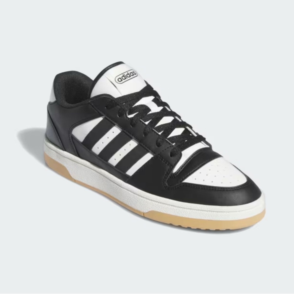 Adidas womens Black and White Sneakers with Tan Sole